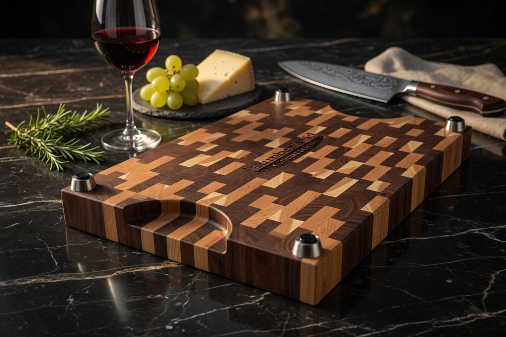 The Chef, American Walnut and Cherry end grain butcher block.