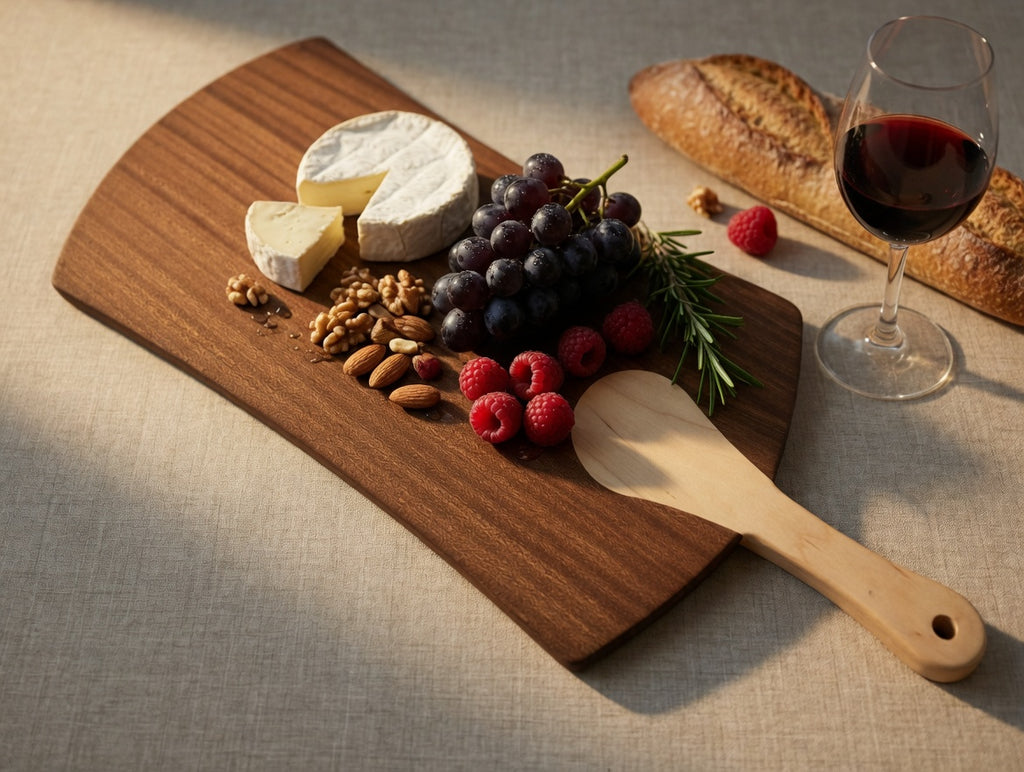The Artisan, Charcuterie / Cutting board, Sapele with Maple inset handle. Large