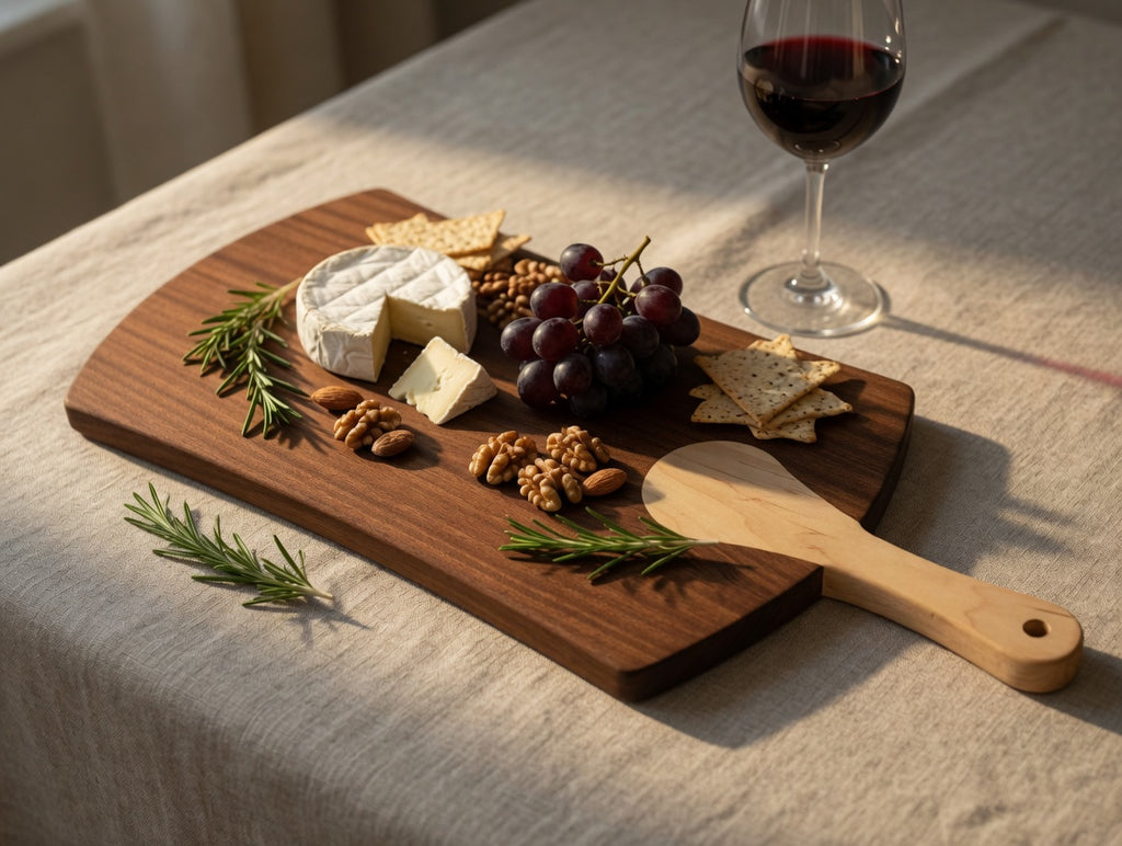 The Artisan, Charcuterie / Cutting board, Sapele with Maple inset handle. Large