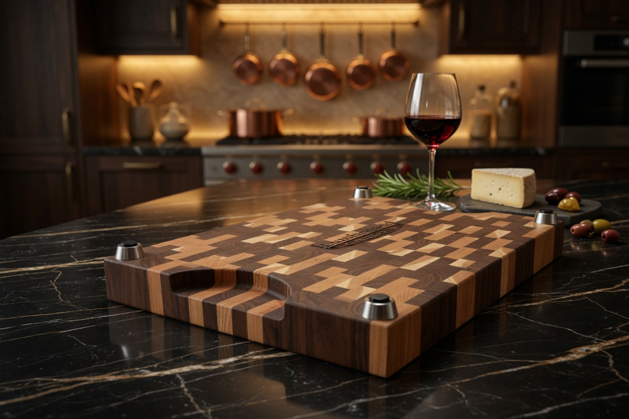 The Chef, American Walnut and Cherry end grain butcher block.