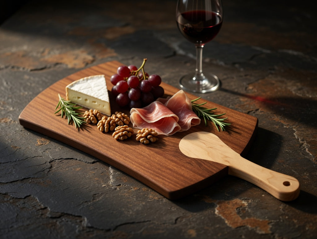 The Artisan, Charcuterie / Cutting board, Sapele with Maple inset handle. Large