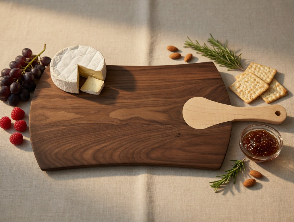The Artisan, Charcuterie / Cutting board, American Walnut with Maple inset handle. [Large]